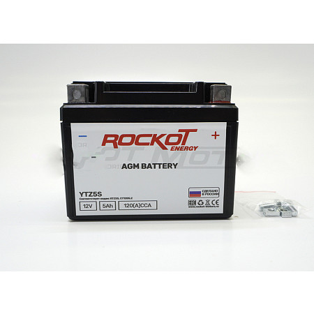 Аккумулятор 5 Ah/12V ROCKOT Energy AGM YTZ5S (113*70*89, о/п, 120)